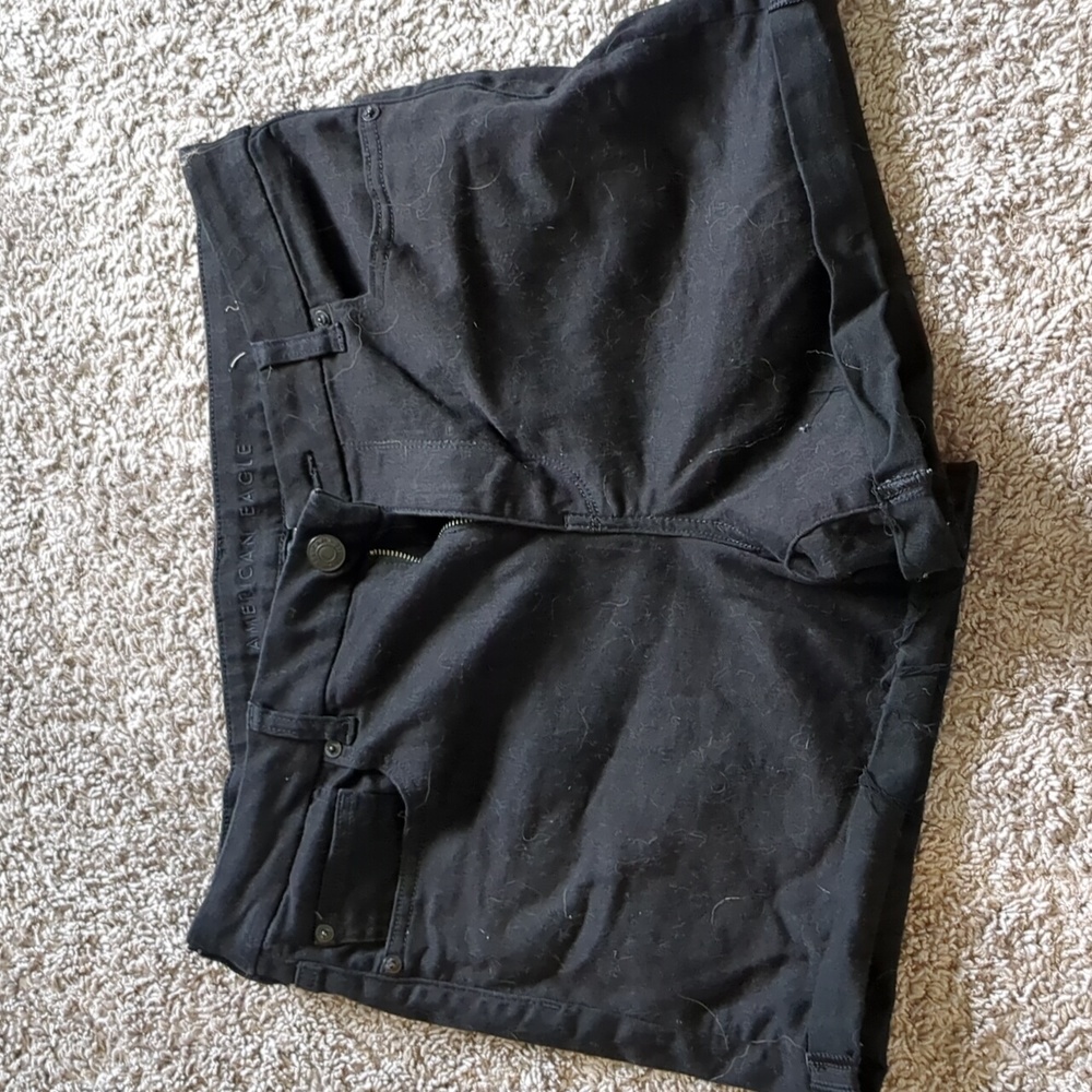 Black denim shorts